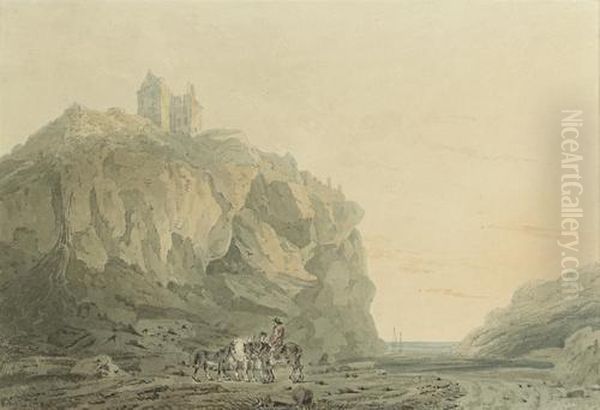 Dunotter Castle, Kincardineshire Oil Painting by Thomas Girtin