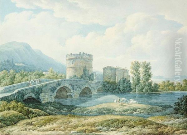 View Of The Ponte Lucano And The Tomb Of The Plautii Oil Painting by Filippo Giuntotardi