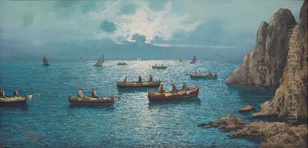 Pescatori All'imbrunire Oil Painting by Masella Giuseppe