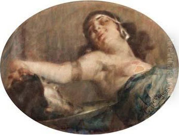 Salome' Con La Testa Del Battista - 1925 Oil Painting by Vajani Giuseppe