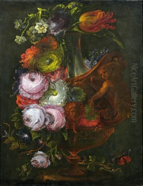 Fiori Vari In Un Vaso Istoriato Oil Painting by Salvatore Giusti