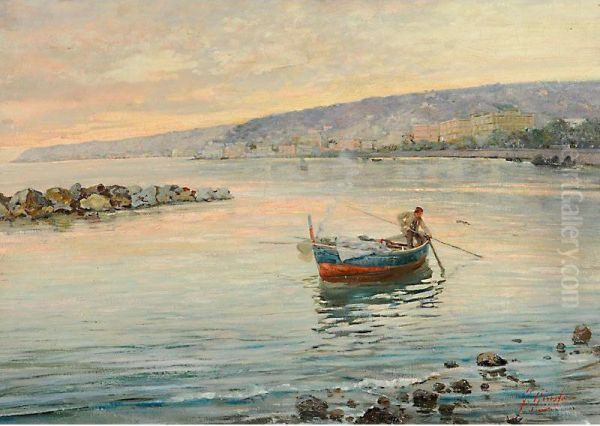 Marina Al Tramonto Oil Painting by Fausto Giusto