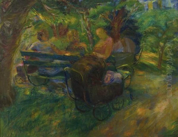 Central Park Idyll Oil Painting by William Glackens