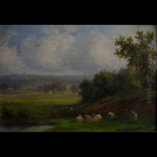 Sheep At Rest Oil Painting by Evelyn Gladys Vickers