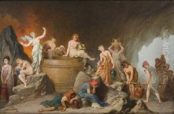 Le Tonneau Des Danaides Oil Painting by Auguste Barthelemy Glaize