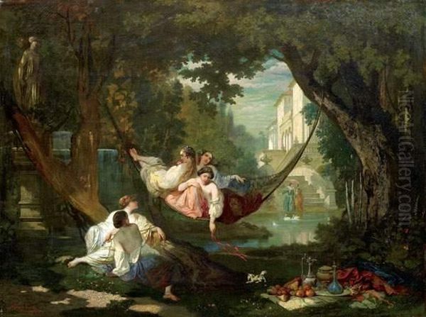 Detente Au Jardin Oil Painting by Auguste Barthelemy Glaize