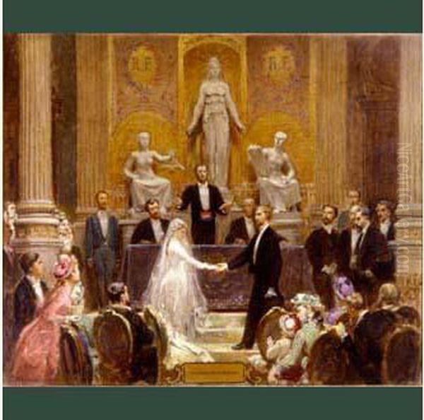 La Ceremonie Du Mariage Oil Painting by Pierre Paul Leon Glaize