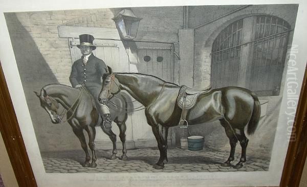 Riding Horses Of The Duke Of Wellington, Lithograph By J. West Giles, On Wove Hand Coloured, Published By M. & N. Hanhart Oil Painting by James William Glass