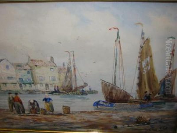 Dutch Loggers In Port On The Maas Oil Painting by John Hamilton Glass