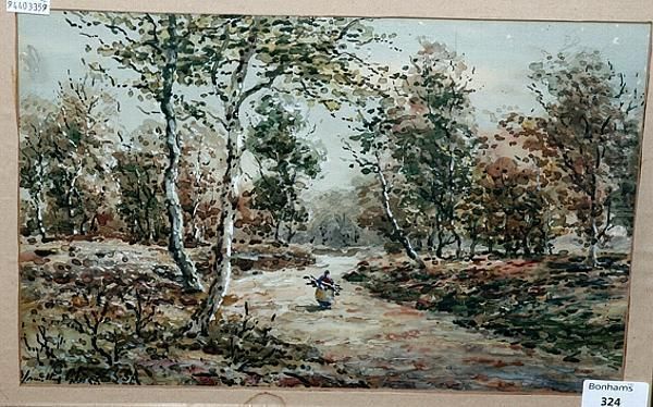 Autumnal Scene With Figure On A Woodland Path Oil Painting by John Hamilton Glass