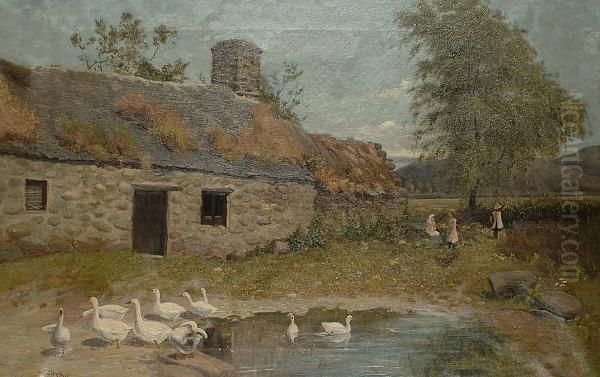 An Old Cottage, Llanbear Oil Painting by James Gledhill