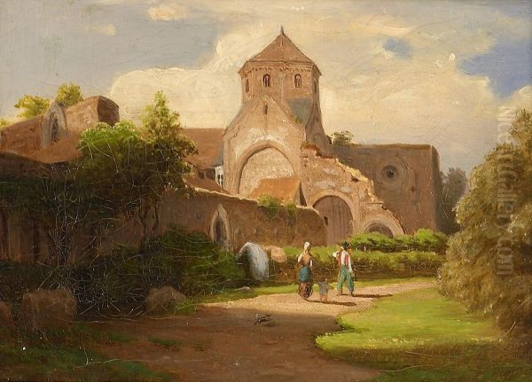 Ansicht Einer Klosteranlage Oil Painting by Eduard Gleim