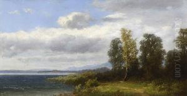 Am Ufer Des Chiemsees. Oil Painting by Eduard Gleim