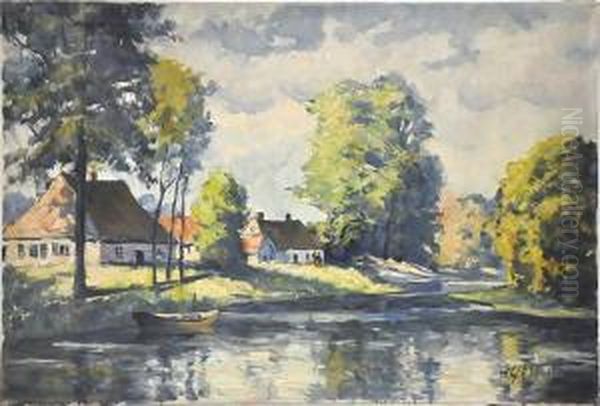 Spreewald Oil Painting by Hans Gleissner