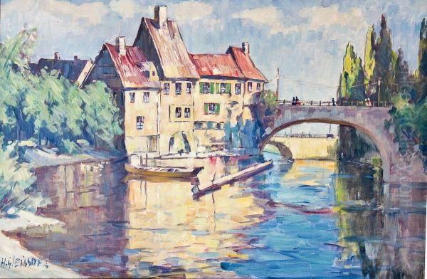 Hafenstadt Im Abendlicht Oil Painting by Hans Gleissner