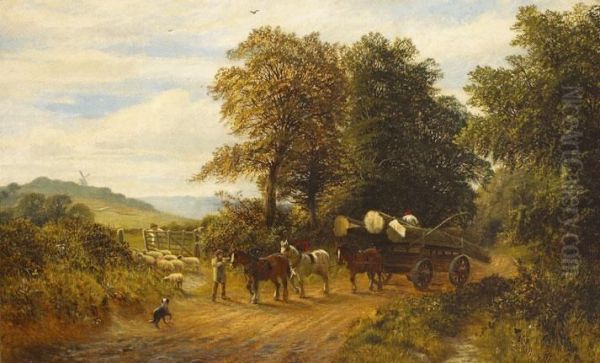 A Surrey Lane Oil Painting by Alfred I Glendening