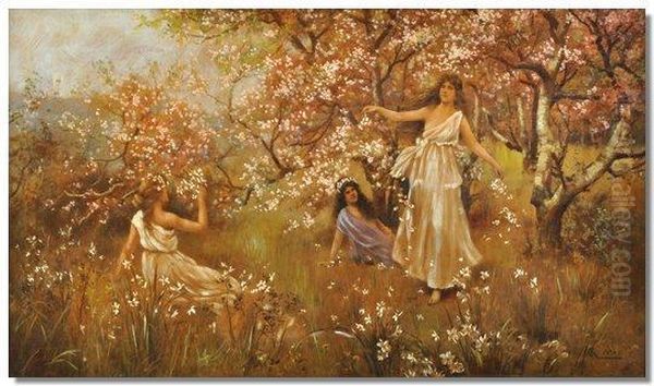 Spring And Summer Oil Painting by Alfred I Glendening