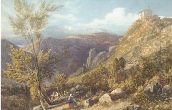 A Mountainous Italian Landscape Oil Painting by Arthur Glennie