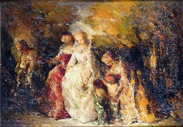 Femmes Et Enfants Dans Un Parc Oil Painting by Charles Glize