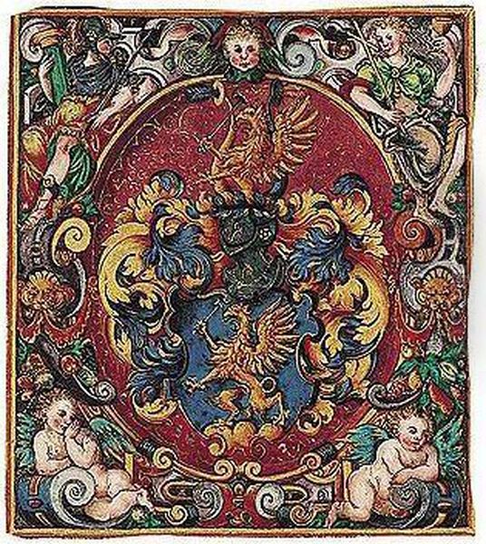 A Coat-of-arms, Surrounded By Putti Oil Painting by Gabriel Glockendon