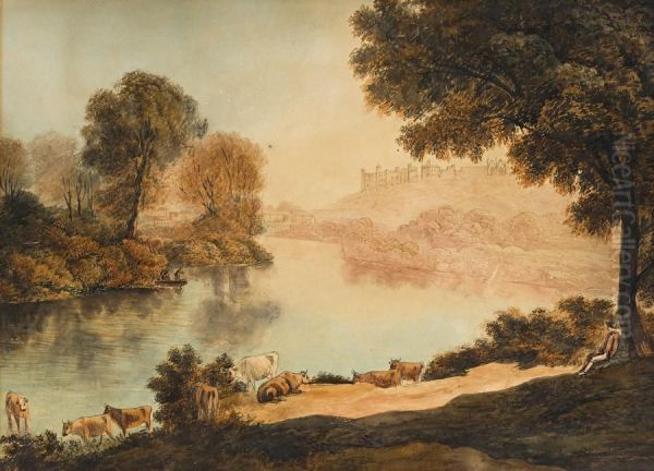 Herdsmen By A Stream Oil Painting by John Glover