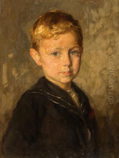 Portrait Of A Boy Oil Painting by Simon Glucklich