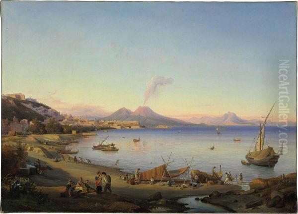 The Bay Of Naples Oil Painting by Johann Georg Gmelin