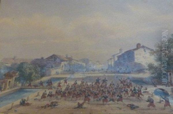  Bataille De Marignan  Oil Painting by Gaspard Gobaut