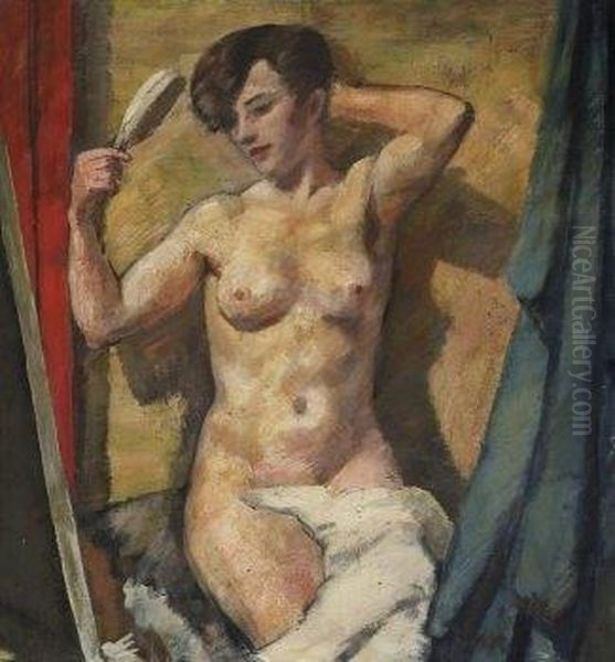 Female Nude. 1928 Oil Painting by Bernhard Gobiet