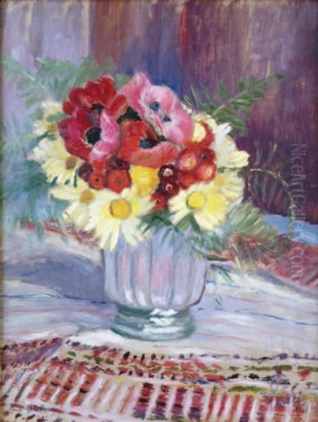 Vase D'anemones Oil Painting by Paule Gobillard