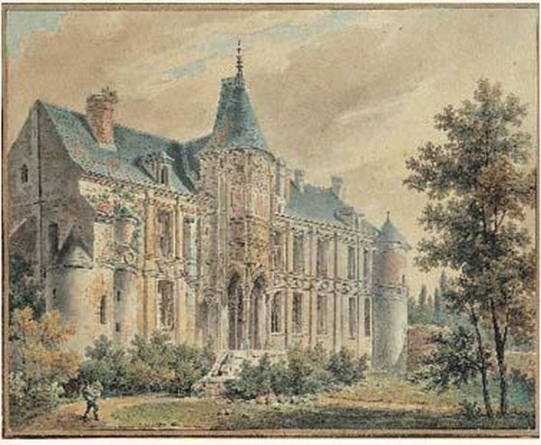 Chateau De Nantouillet Oil Painting by Antoine Louis Goblain