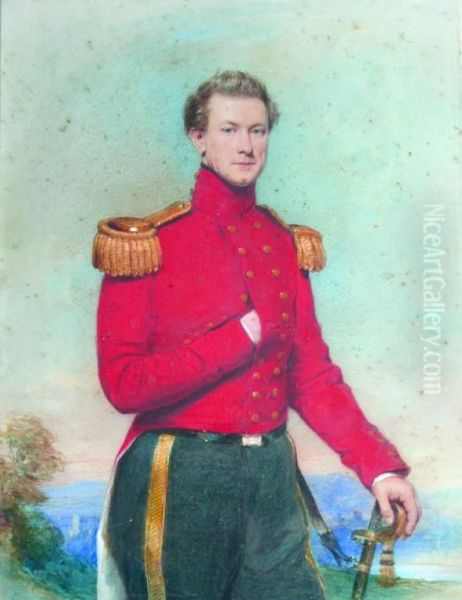 Portrait Of A Young Officer, 
Probably Named Mclennon Oil Painting by Samuel Berry Godbold