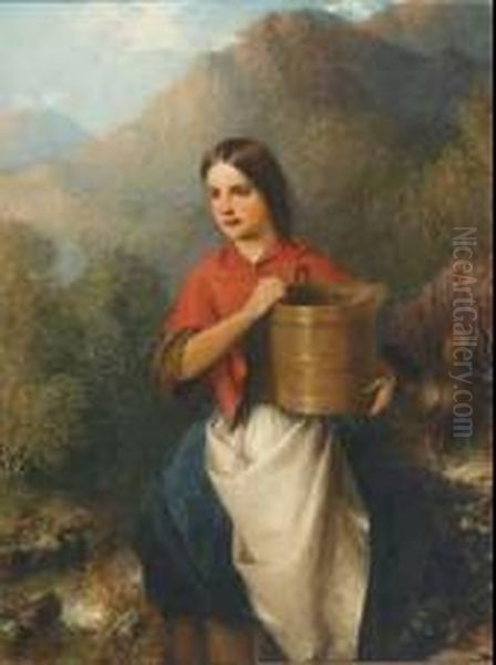 An Irish Girl / The Forrester's Daughter, Killarney Oil Painting by Samuel Berry Godbold