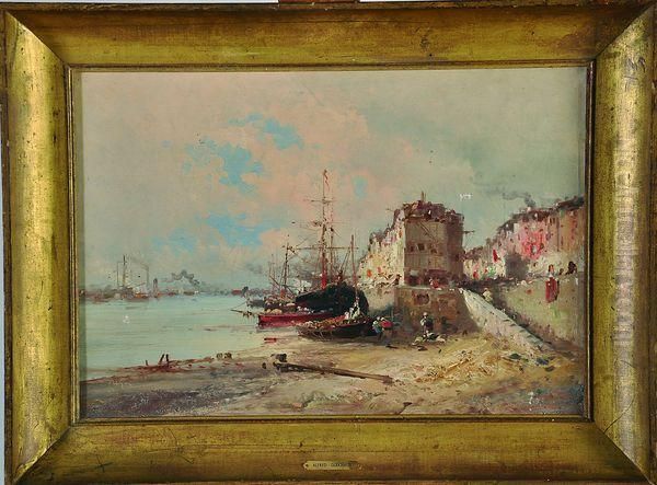 vue D'un Port Oil Painting by Alfred Godchaux