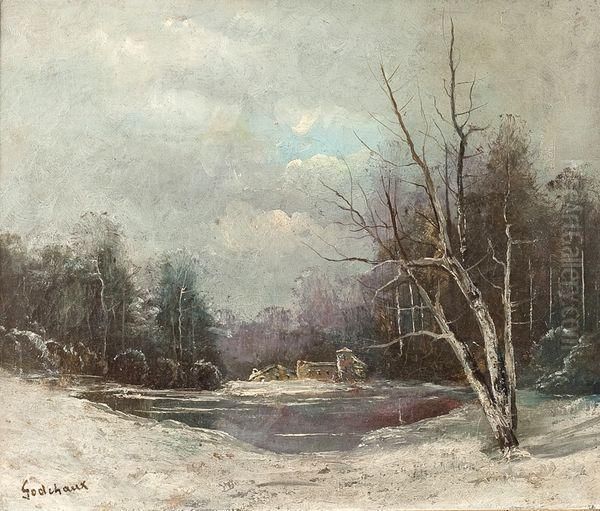 Paysage De Neige Oil Painting by Emile Godchaux