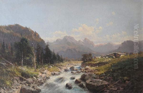 Paysage De Montagne Oil Painting by Emile Godchaux