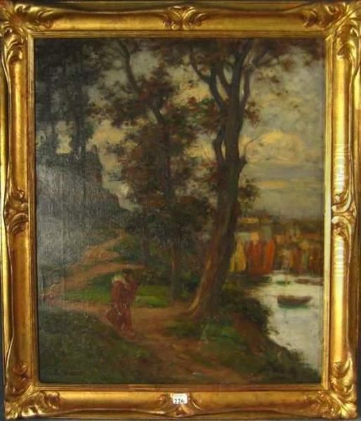 Paysan Breton A L'aube Oil Painting by Charles Leon Godeby