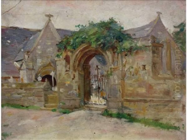 Chapelle En Bretagne Oil Painting by Charles Leon Godeby