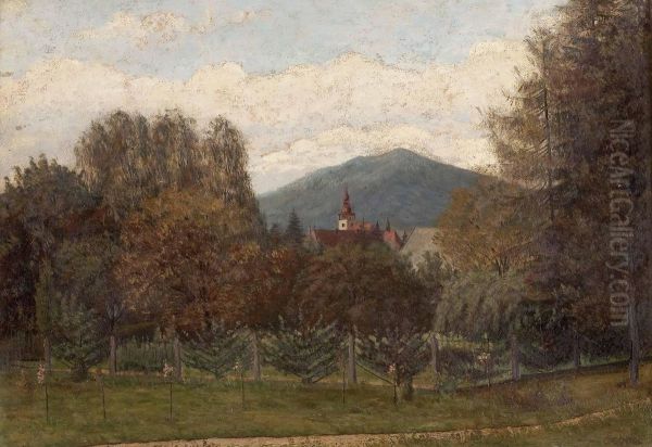 Landschaft Mit Dorfkirche Oil Painting by Carl Godel