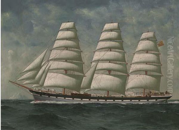 The Clan Macpherson 
 Under Full Sail Passing An Iceberg Oil Painting by Godfrey