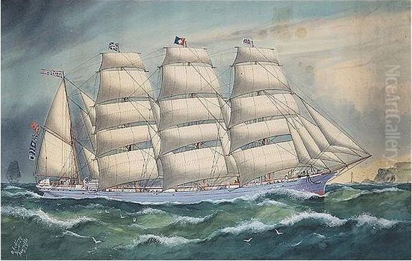 The 'grenada' Sailing Off Newcastle, New South Wales Oil Painting by Godfrey