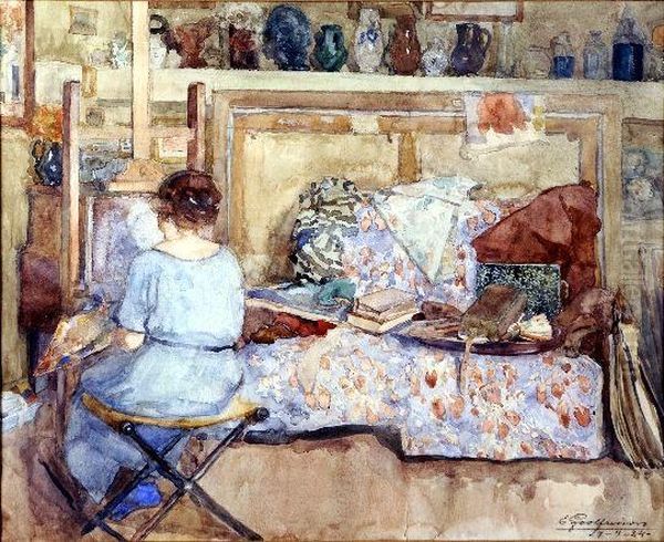 [coin D'atelier] Oil Painting by Ernst Jean Joseph Godfrinon