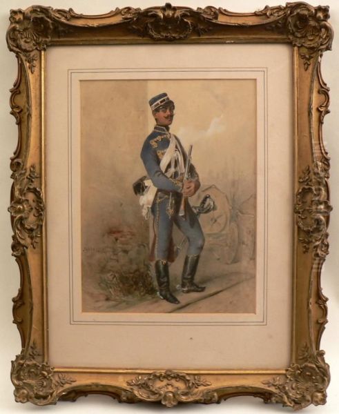 A Cavalry Officer Oil Painting by Carl Goebel