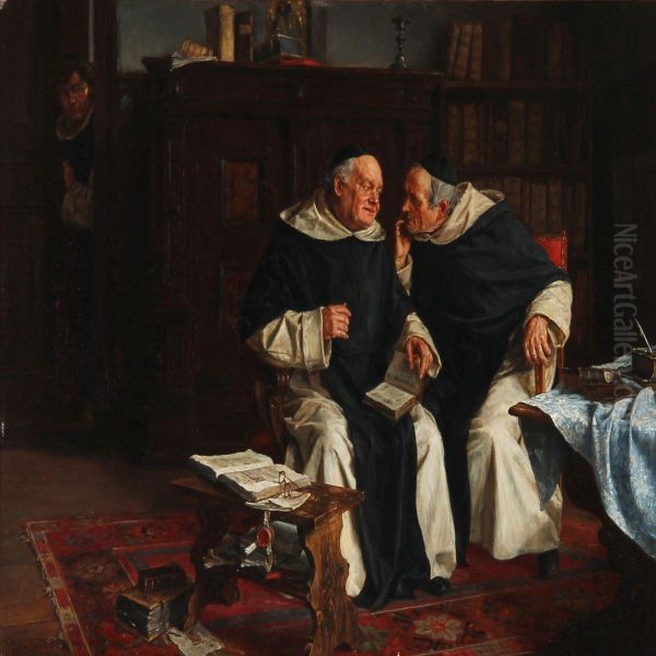 Two Monks In Conversation Oil Painting by Carl Goebel