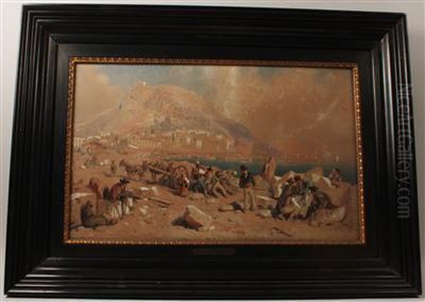 A View Of Gibraltar Oil Painting by Carl Goebel