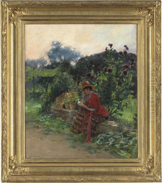 La Lecture Au Jardin Oil Painting by Norbert Goeneutte