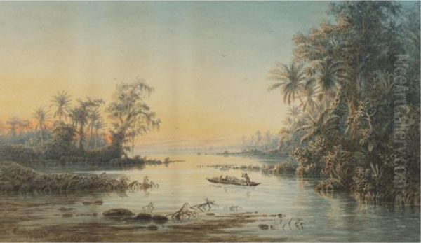 Vista De Un Lago En Venezuela Oil Painting by Anton Goering