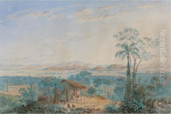 Conuco En Los Valles De Aragua Con El Lago De Valencia Al Extremo Derecho Oil Painting by Anton Goering