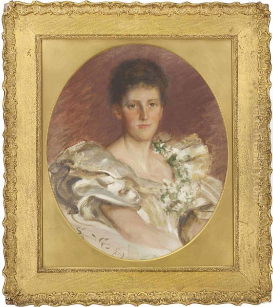 Portrait Of Mrs Leila De Lisle Oil Painting by Sigismund Christian Hubert Goetze