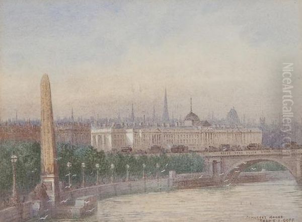 Somerset House From The South Bank Oil Painting by Frederick E.J. Goff